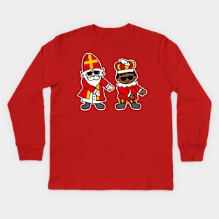 Sinterklaas Zwarte Piet Floss Dance Flossing Sint Kids Long Sleeve T-Shirt